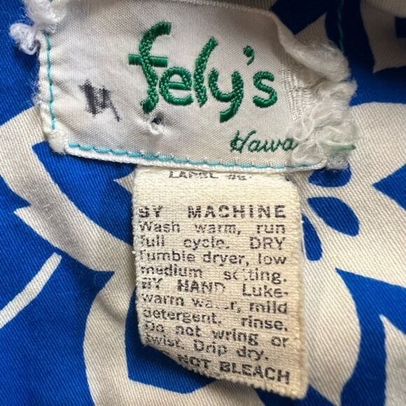 Fely’s Hawaii Hawaiian Shirt – Blue with White Floral Print - Picture 3 of 5